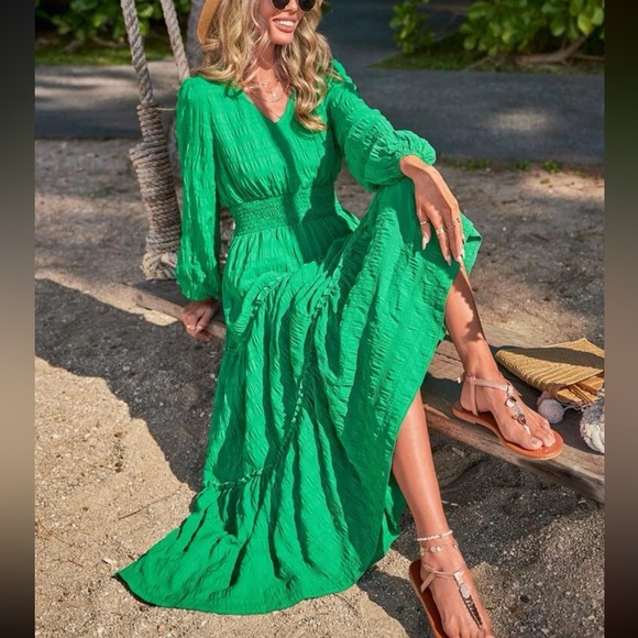 Boho ruffle hem fall dress - Picture 6 of 16